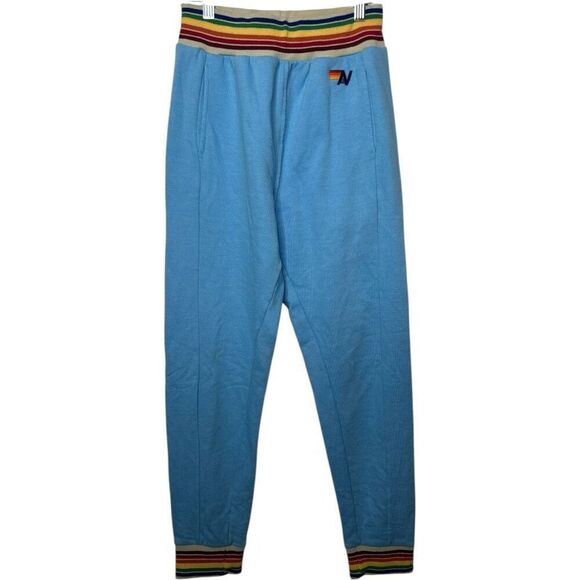 Aviator Nation Sky Blue 5 STRIPE SWEATPANTS Size S Joggers Athleisure Casual - Picture 1 of 10